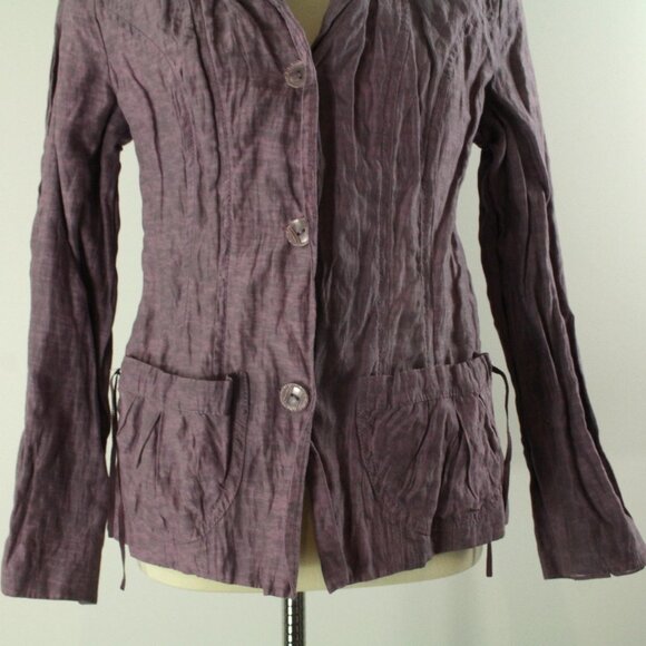 Javier Simorra Barcelona Crinkle Purple Single Breasted Blazer Jacket 10 NEW - Picture 3 of 10